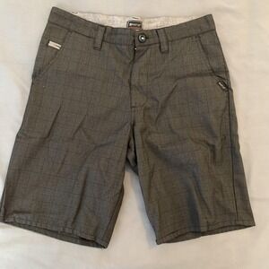 Matix Shorts Mens 30 Gray Plaid Chino Walk Casual Skate Poly Viscose Pockets
